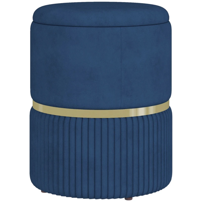 HOMCOM Velvet-Feel Storage Ottoman - Blue
