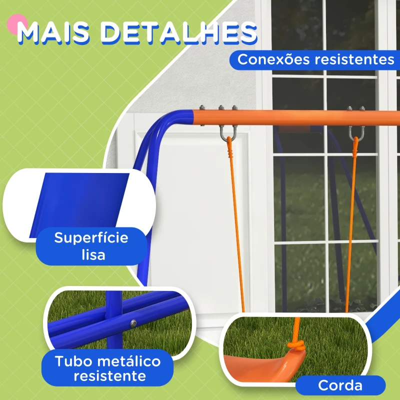 Outsunny Conjunto de Baloiços 4 em 1 com 2 Baloiços Individuais 1 Baloiço Planador e 1 Escorrega 367x192x180 cm Multicor