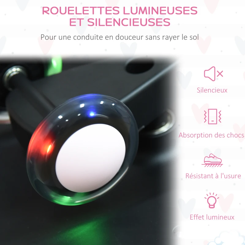 HOMCOM Porteur Enfant - Voiture dandineuse - Voiture de Torsion Pivotante - 4 Roues PU Lumineuses LED - pour Intérieur et Extérieur max. 50 KG métal PP