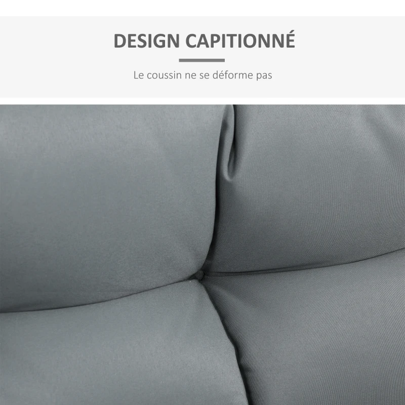 Outsunny Coussins Matelas Assise Dossier pour Banc de Jardin balancelle canapé 2 Places Grand Confort dim. 120L x 80l x 12H cm Polyester Gris