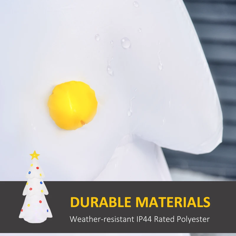 HOMCOM 8FT Inflatable Christmas Tree w/ Star and Multicolour Decorations LED Lighted Indoor Outdoor Home Decor for Garden Lawn Party Prop White