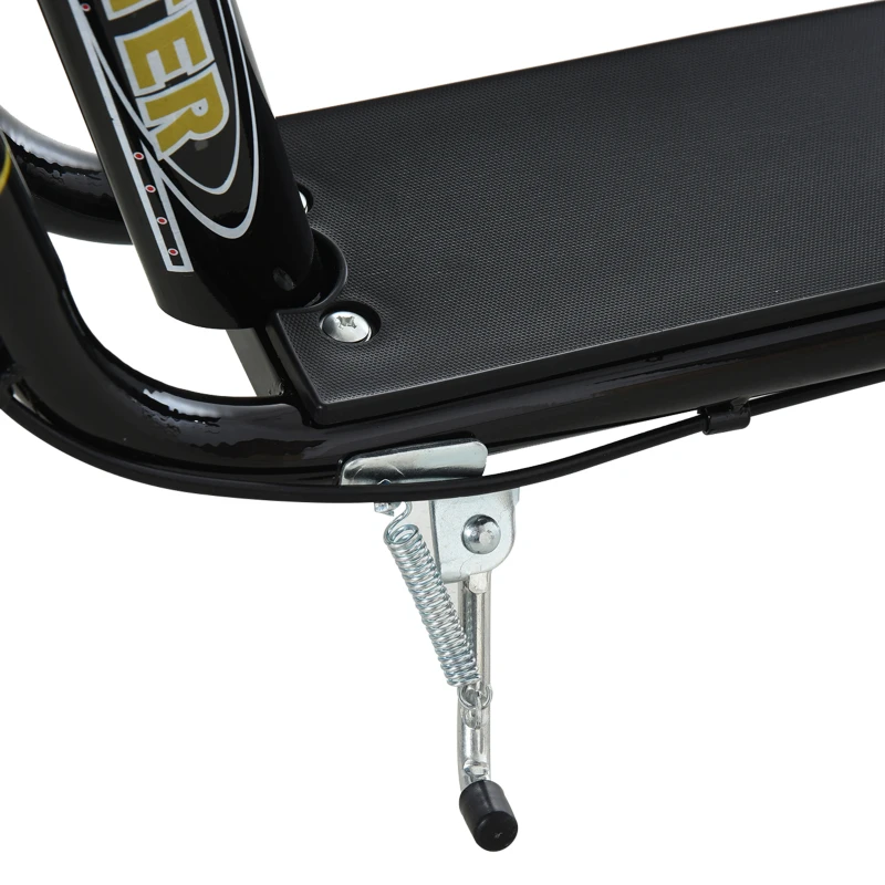 HOMCOM Trottinette enfants, grandes roues pneumatiques 12 pouce en caoutchouc, charge 100 kg, trottinette tout terrain avec double freins, hauteur réglable et béquille latérale, 5 à 12 ans, noir(m-9)