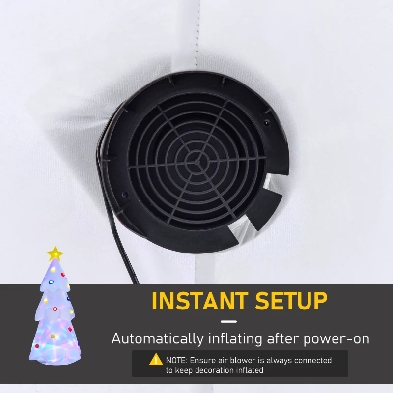 HOMCOM 8FT Inflatable Christmas Tree w/ Star and Multicolour Decorations LED Lighted Indoor Outdoor Home Decor for Garden Lawn Party Prop White