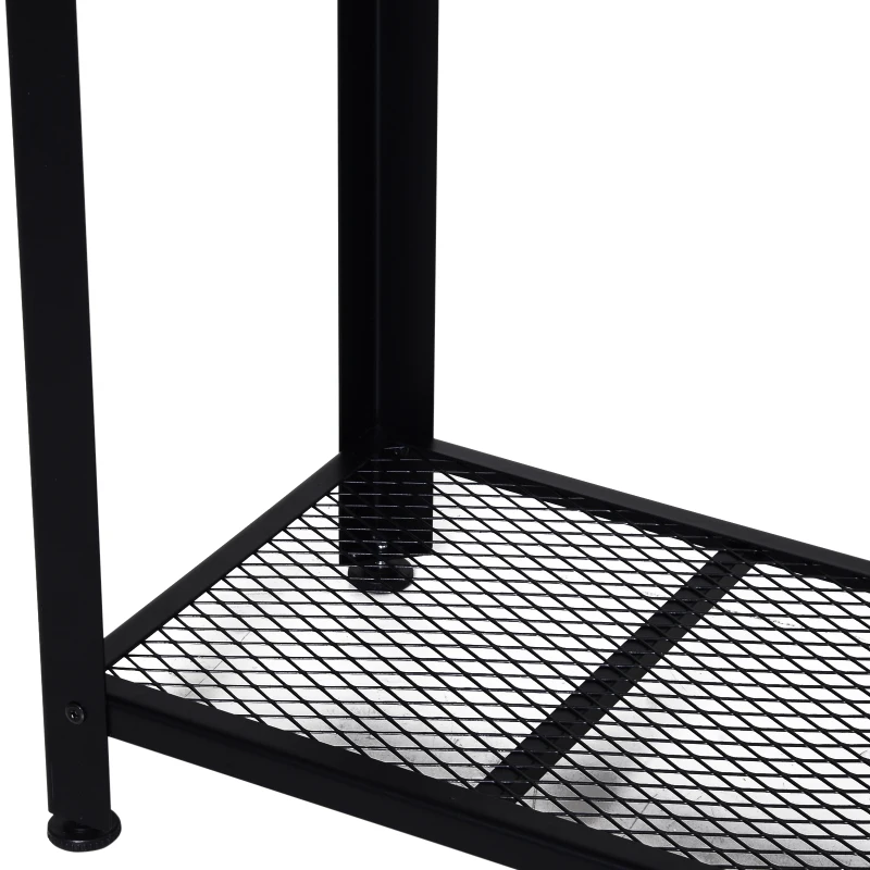 HOMCOM Mesa de Consola Industrial Mesa de Entrada con Estante Inferior de Malla Metálica Carga 30 kg 101x35x80cm Marrón y Negro