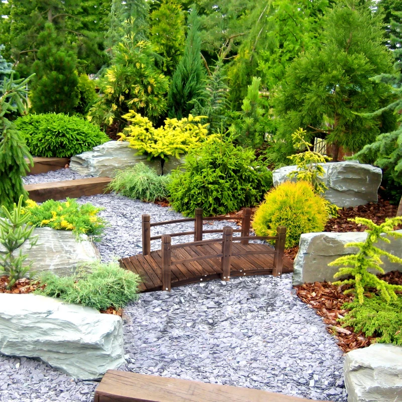 Outsunny 1.5M Wooden Garden Bridge Lawn Décor Stained Finish Arc Outdoor Pond Walkway w/ Railings Water Yard Decoration