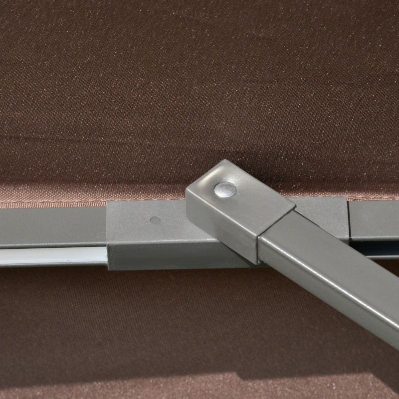 Outsunny Sombrilla de Jardín Ø300x250cm con Luces LED y Panel Solar Manivela Ángulo Ajustable en 3 Posiciones Parasol para Patio Terraza Piscina Café