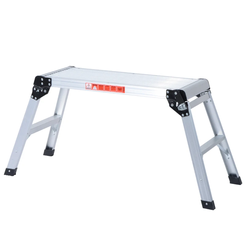 HOMCOM Folding Step Up Hop Up Fold Bench Stool Work Platform 2 Step Ladder Aluminum with Secure Locking 109Lx40Wx50Hcm 150kg