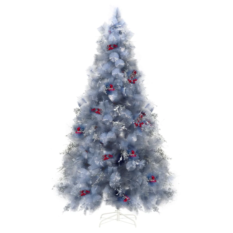 HOMCOM Indoor Christmas Tree Artificial Berry Snow Xmas Decoration with Metal Stand and 499 Tips (7FT(210CM))