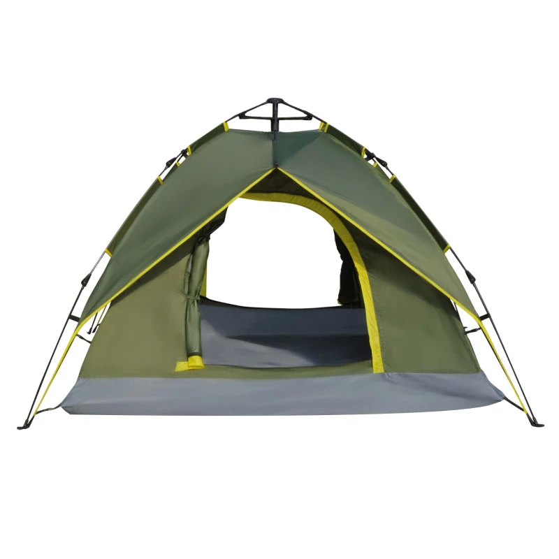 Outsunny Tente de camping 2 personnes double toit imperméable 2,3 x 2 x 1,35 m vert kaki montage démontage facile + sac de transport fourni