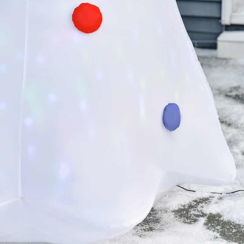 HOMCOM 8FT Inflatable Christmas Tree w/ Star and Multicolour Decorations LED Lighted Indoor Outdoor Home Decor for Garden Lawn Party Prop White