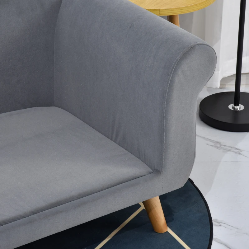 PawHut Canapé chien lit pour chien méridienne design scandinave coussin moelleux pieds bois massif dim. 82 x 55 x 49 cm velours gris