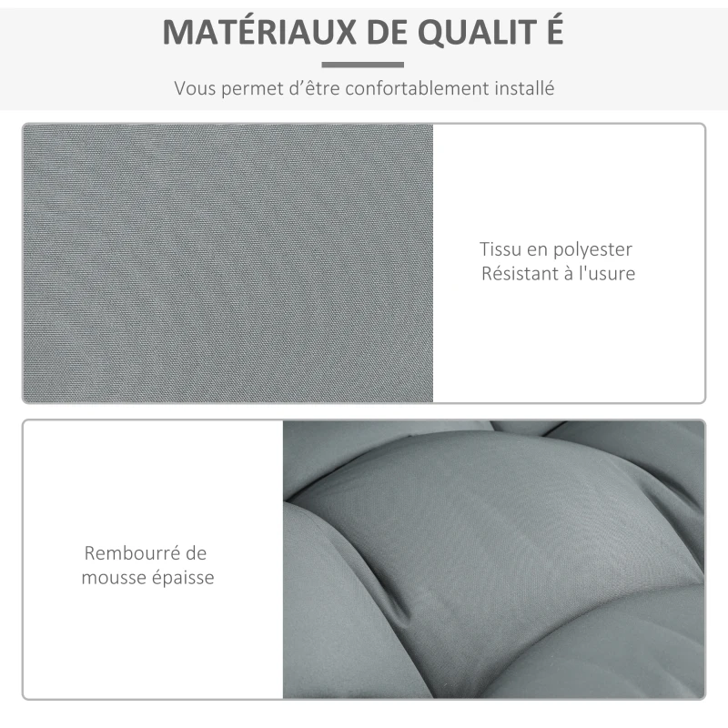 Outsunny Coussins Matelas Assise Dossier pour Banc de Jardin balancelle canapé 2 Places Grand Confort dim. 120L x 80l x 12H cm Polyester Gris