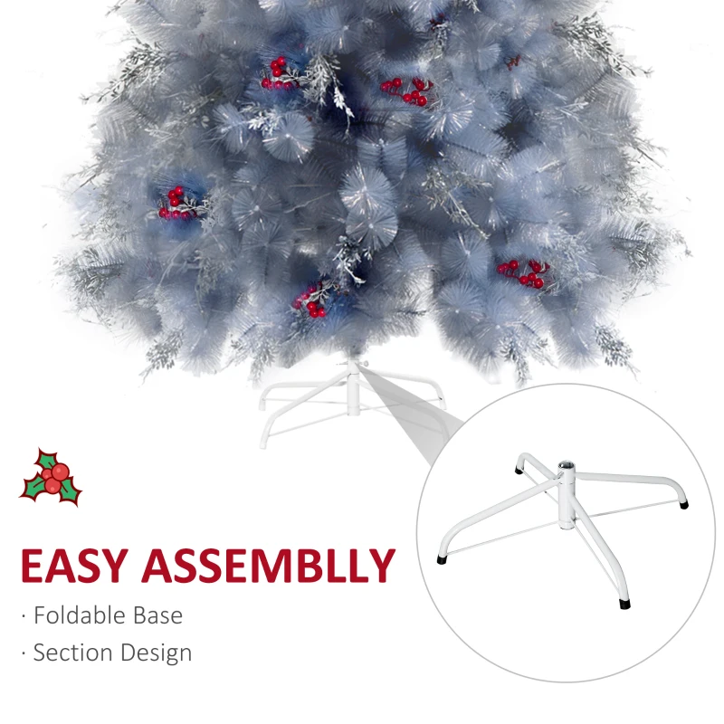HOMCOM Indoor Christmas Tree Artificial Berry Snow Xmas Decoration with Metal Stand and 499 Tips (7FT(210CM))