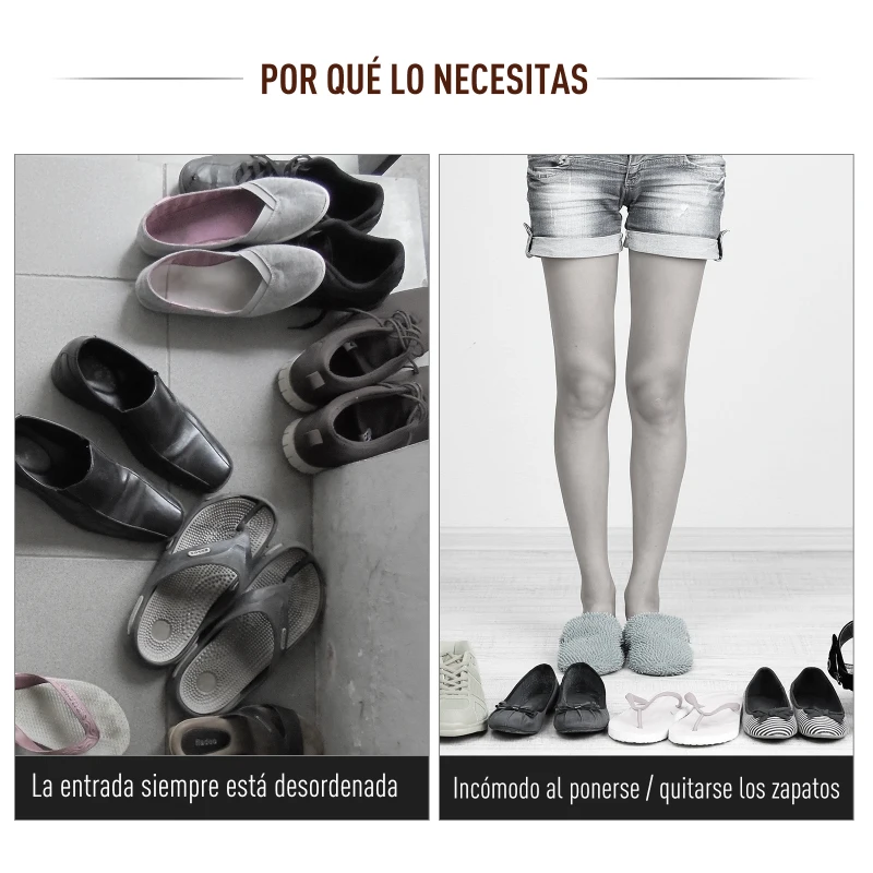 HOMCOM Estantería para Zapatos Industrial de 2 Niveles Zapatero para Entrada Pasillo Carga 120 kg 70x30x48 cm Negro