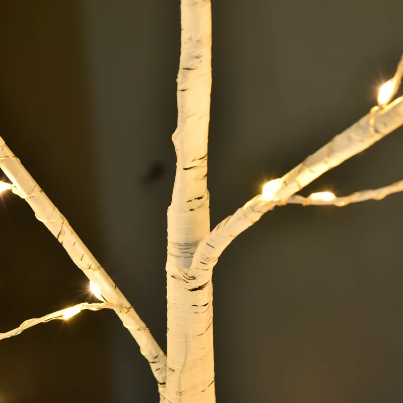 Outsunny Árbol de Abedul 150 cm con 210 Luces LED en Blanco Cálido Ramas Flexibles y Base para Decoración 20x20x150 cm Blanco