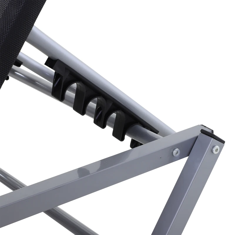 Outsunny Tumbona de Jardín con Respaldo Ajustable en 5 Posiciones de Aluminio y Texteline para Terraza Patio Playa Piscina Exterior 163x58,5x91 cm Negro