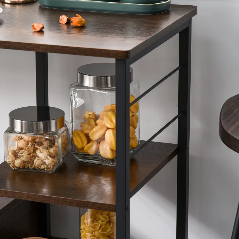 HOMCOM Étagère de rangement cuisine étagère de Micro-Ondes Style Industriel dim. 90L x 40l x 84H cm métal Panneaux boisé