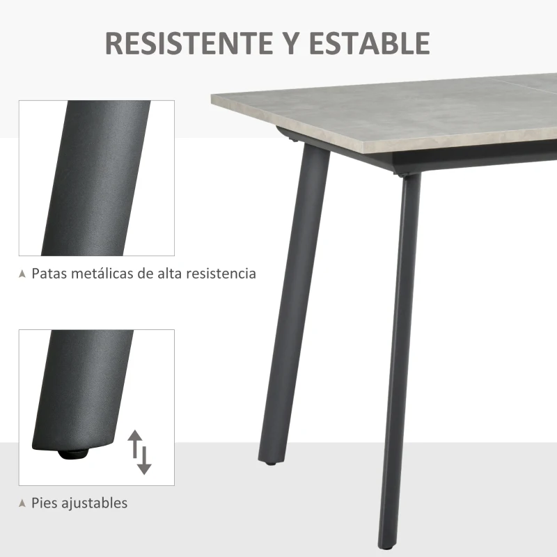 HOMCOM Mesa de Comedor Extensible Mesa de Cocina Rectangular para 4-6 Personas con Patas de Metal y Pies Ajustables 160x80x76 cm Gris
