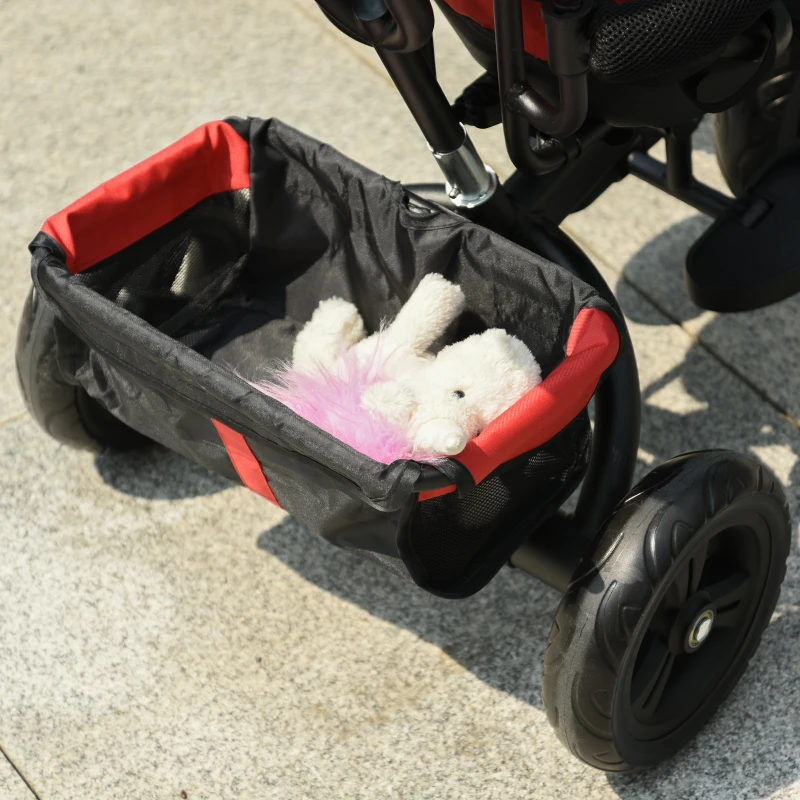 HOMCOM Tricycle Enfant évolutif Pare-Soleil Pliable Canne télescopique Amovible 92 x 51 x 110 cm Acier Rouge Noir