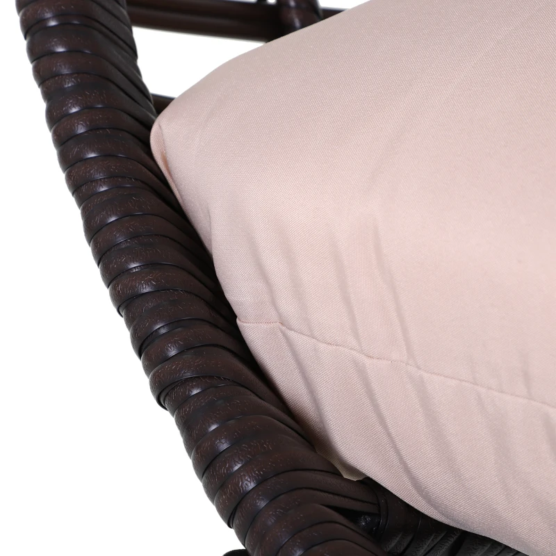 Outsunny Fauteuil cocon oeuf sur pied design dim. 101L x 89l x 156H cm coussin beige déhoussable grand confort inclus métal résine chocolat