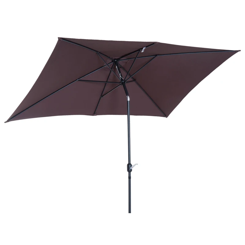 Outsunny Patio Umbrella Parasol W/ Tilt Crank-Brown