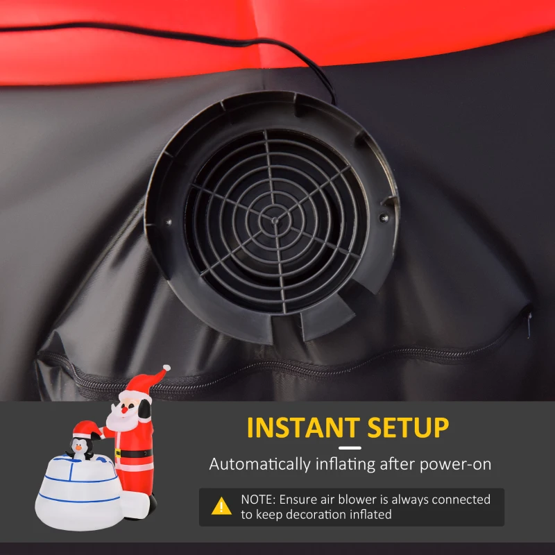 HOMCOM 5ft Christmas Inflatable Santa Claus and Penguin with Ice House Built-in LED Blow Up Decoration Outdoor, Xmas Decor for Holiday Party Garden