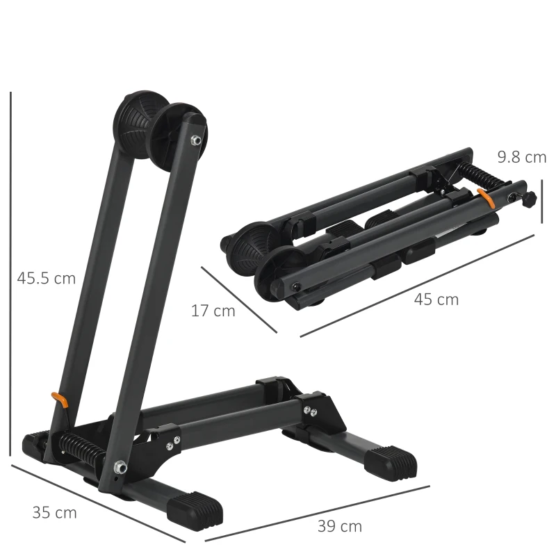 HOMCOM Foldable Bicycle Storage Stand Bike Cycle Floor Parking Rack Wheel Holder Fit 20-29 inch Bikes Indoor Home Garage