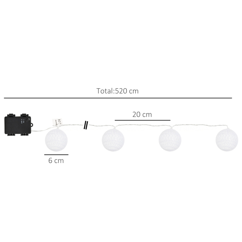 Outsunny 4-Pack Garden String Lights, Total 70ft 80 LED Globe Lights, Hanging Festoon Lights for Outdoor/Indoor, Party, Festival Decor