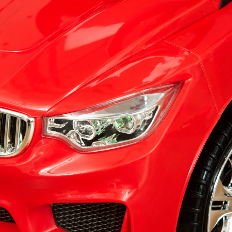 HOMCOM Coche Correpasillos para Niños de 18-36 Meses con Faros Música Bocina Volante Espacio de Almacenaje y Asa Rojo