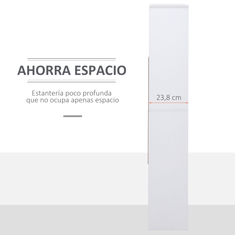 HOMCOM Estantería Librería de 4 Niveles con 10 Compartimentos Estantes de Almacenaje Multiusos para Libros Plantas 100x23,8x140 cm Blanco