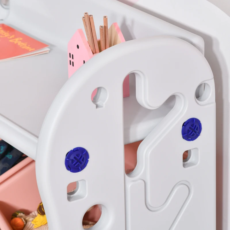 HOMCOM Estantería Infantil de Juguetes Organizador Almacenaje de Niños con 6 Cajas y Estante de HDPE para Sala de Juegos Guardería Libros 76x36x92 cm Coral y Blanco