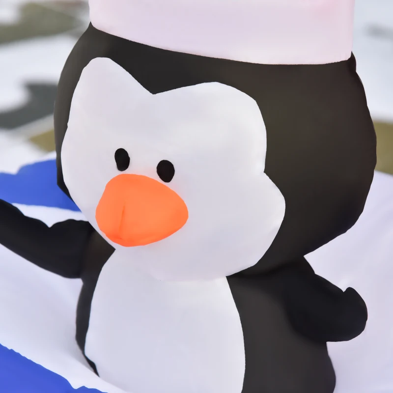 HOMCOM 5ft Christmas Inflatable Santa Claus and Penguin with Ice House Built-in LED Blow Up Decoration Outdoor, Xmas Decor for Holiday Party Garden