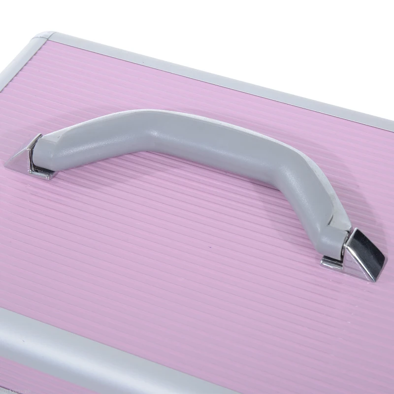 HOMCOM Maletín de Maquillaje Organizador Cosméticos Profesional Estuche para Maquillaje Caja de Belleza Portátil Varios Compartimientos 29x21x20cm Aluminio