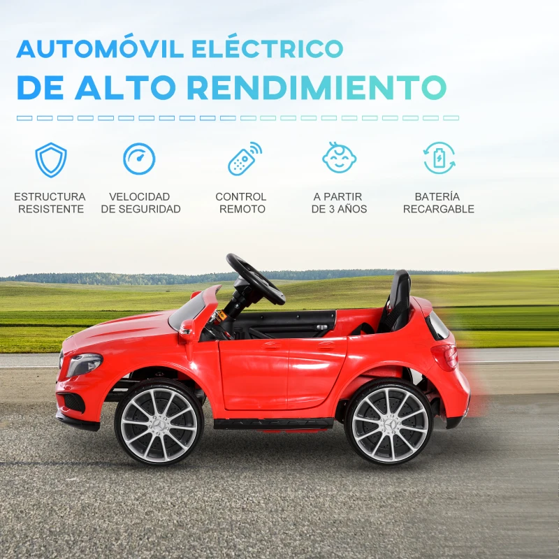 HOMCOM Coche Eléctrico para Niño 3+ Años Automóviles Infantiles Mercedes Benz GLA con Mando a Distancia MP3 USB Luces y Sonidos Apertura de Puerta Carga 30kg 100x58x46cm