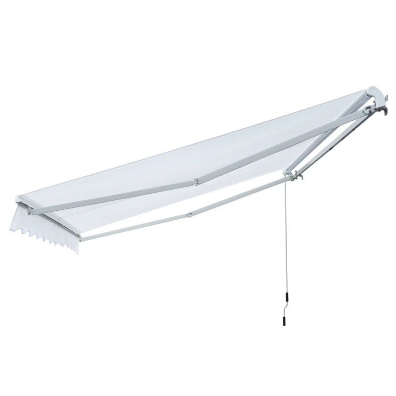 Outsunny Toldo de Pared Manual con Manivela Toldo para Balcón Ángulo Ajustable para Exterior Jardín Terraza 3x2,5m Blanco