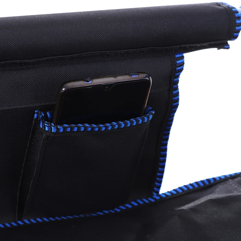 Outsunny Folding Fishing Camping Chair Portable Picnic Armchair Director Seat Oxford Metal Frame with Cup Holder, Phone Pocket - Blue