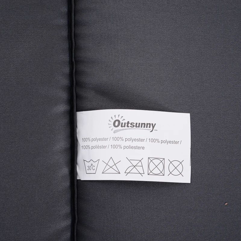 Outsunny Cojín de 2 Piezas para Tumbona de Exterior Colchoneta para Sillas de Jardín Acolchado Cómoda con Cuerda de Fijación Lavable a Mano Poliéster Esponja 120x50x6 cm Gris