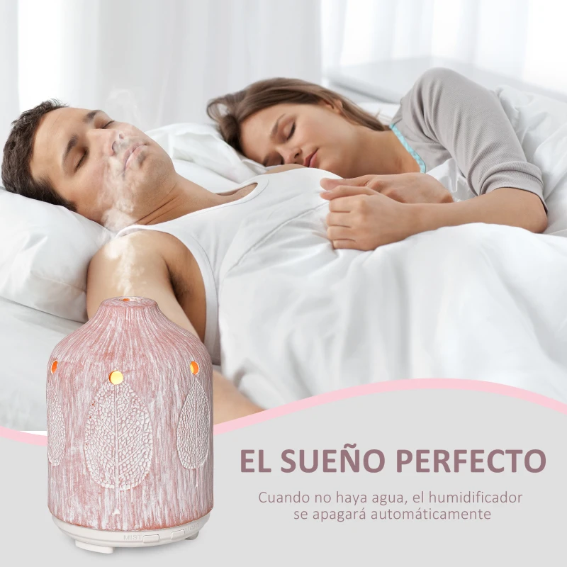 HOMCOM Difusor de Aromas 100ml Cerámica Humidificador Aromaterapia con 7 Colores LED 2 Modos de Vaporización y Apagado Automático Ultra Silencioso para Hogar Dormitorio Salón Ø9,8x14,5 cm Rosa