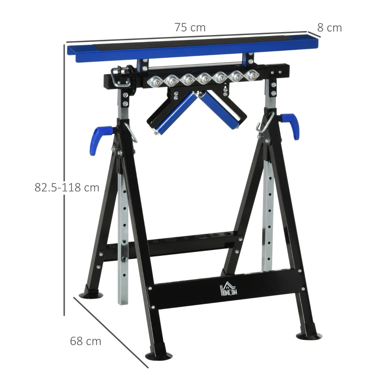 HOMCOM Multi-Function Workbench Ball Support Stand Roller Trestle, Height Adjustable