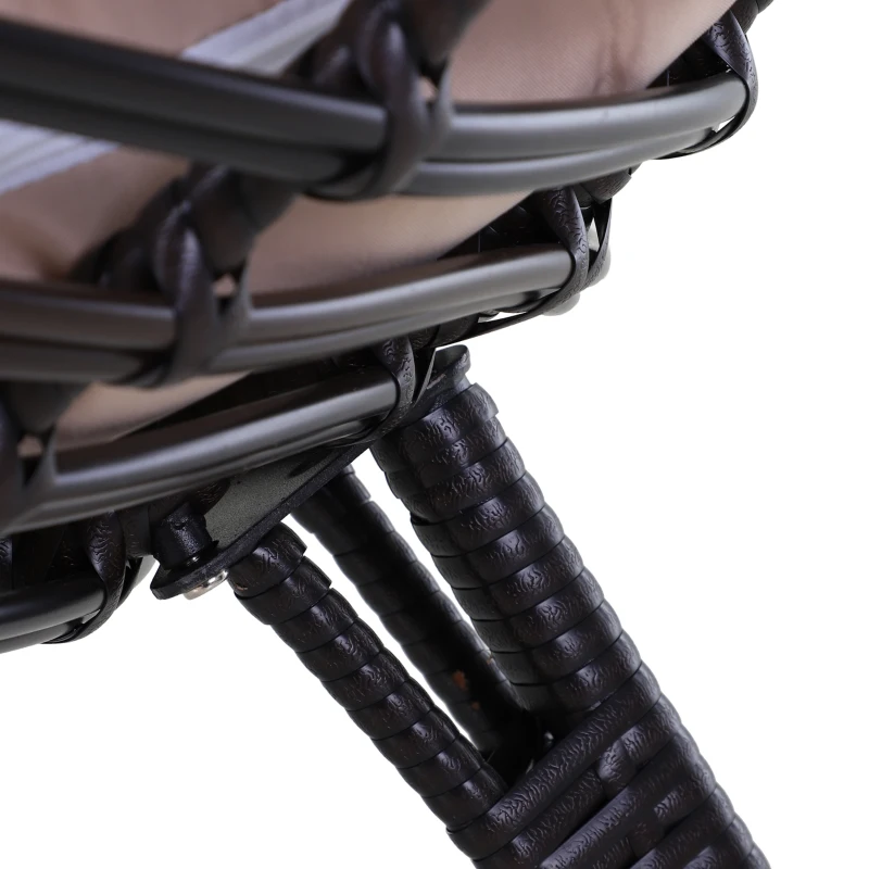 Outsunny Fauteuil cocon oeuf sur pied design dim. 101L x 89l x 156H cm coussin beige déhoussable grand confort inclus métal résine chocolat