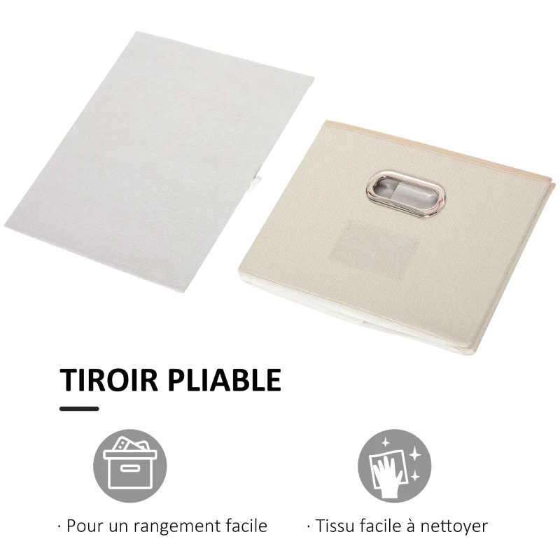 Vinsetto Caisson de bureau rangement bureau sur roulettes tiroir lin beige avec porte-étiquette panneaux particules blanc