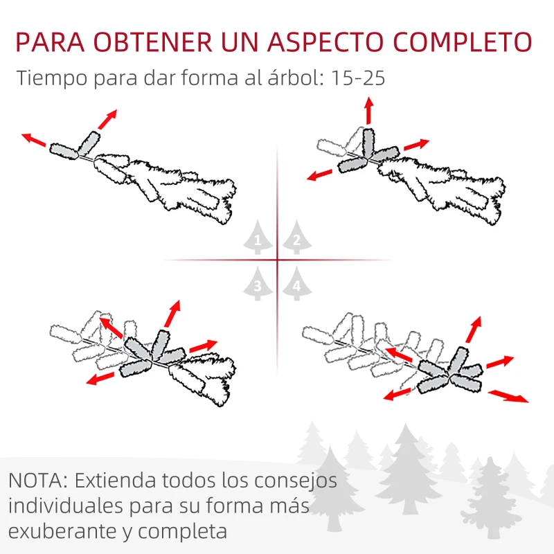 HOMCOM Árbol de Navidad Artificial 150 cm con Nieve con 676 Ramas 41 Piñas Decoración Navideña para Interiores Verde