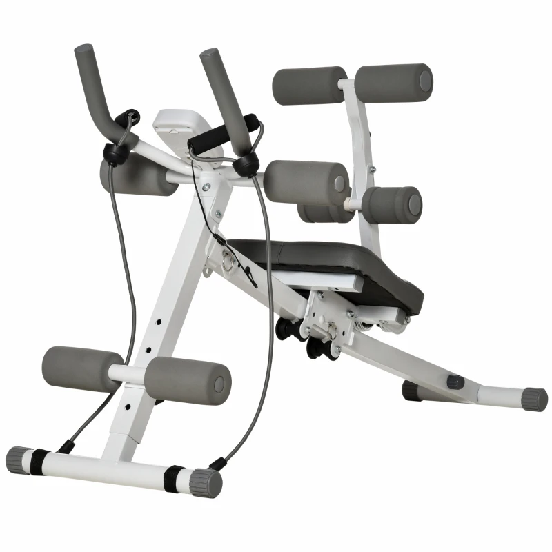 HOMCOM 2-IN-1 Core Abdominal Ab Trainer Sit Up Bench with LCD Screen, Adjustable Fitness Crunch Machine for Home GYM