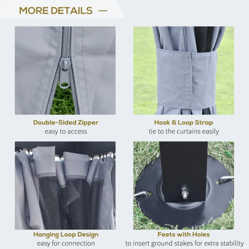 Outsunny 4 x 3(m) Garden Gazebo, Outdoor Pavilion Canopy Aluminum Party Tent Shelter with Curtains and Netting Sidewalls, Grey