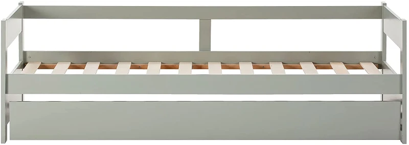 HOMCOM Lit gigogne Enfant 90 x 190 cm - Structure lit avec lit tiroir - sommiers à Lattes Inclus - Acier pin Massif MDF Classe E1 Vert