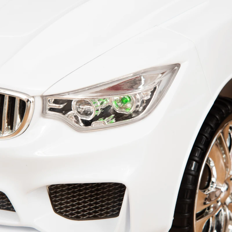 HOMCOM Coche Correpasillos para Niños de 18-36 Meses con Faros Música Bocina Volante Espacio de Almacenaje y Asa Blanco(m-8)