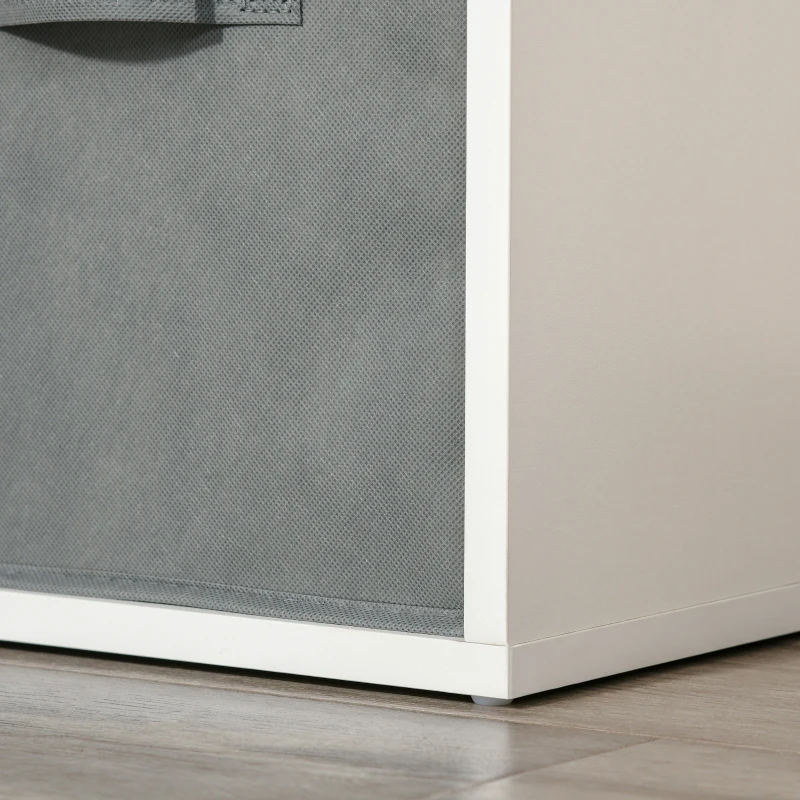 HOMCOM Estantería para Libros de 8 Cubos Librería Modular con 4 Cajones Extraíbles de Tela no Tejida para Oficina Estudio Dormitorio 61,5x30x121,6 cm Blanco y Gris