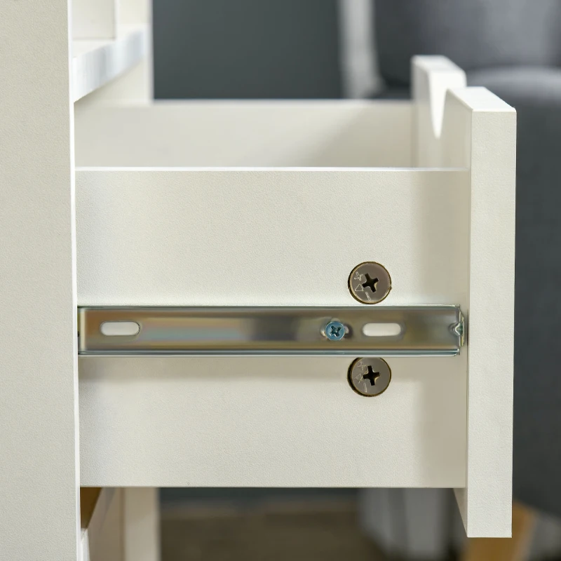 HOMCOM Estantería para Libros con 1 Cajón y Patas de Madera 6 Compartimentos Abiertos de Almacenaje 50x29,5x120 cm Blanco
