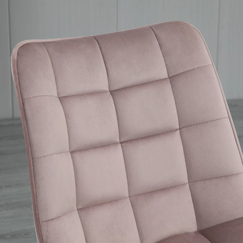 HOMCOM Conjunto de 2 Sillas de Comedor Tapizadas en Terciopelo Acolchadas con Patas de Metal de Estilo Nórdico y Vintage 46x58,5x85,5 cm Rosa