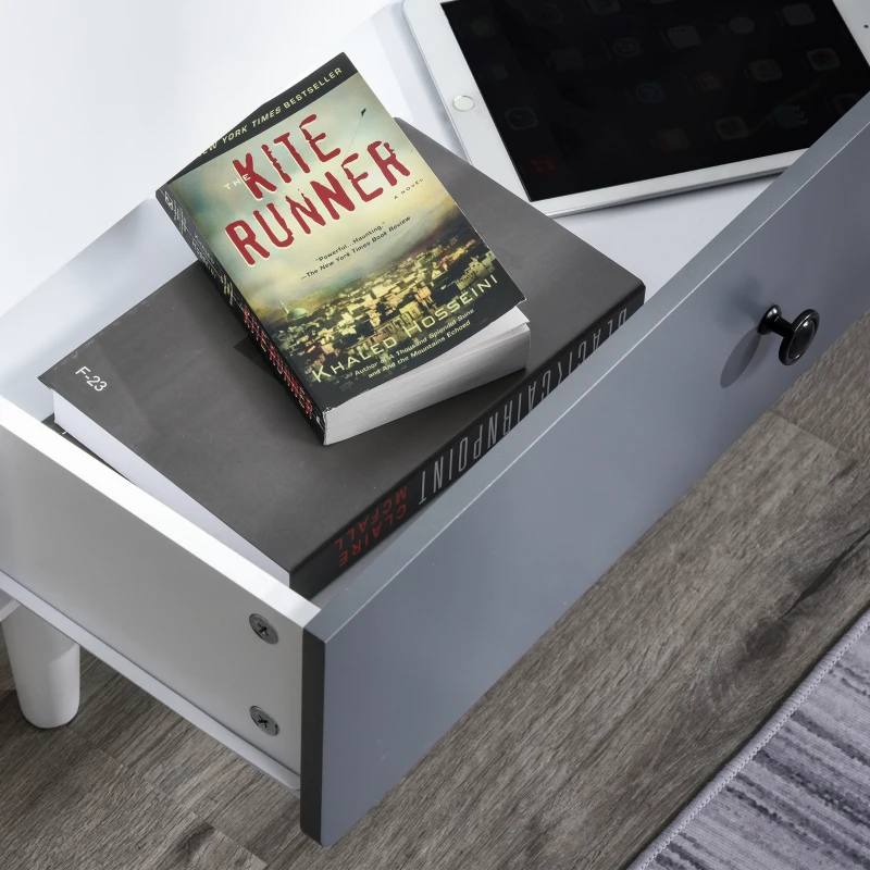 HOMCOM Modern Storage Cabinet, Bedside Table, Sideboard Home Organizer with Doors and Drawer for Bedroom & Living Room